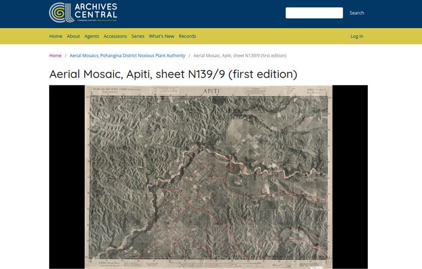 Screenshot of map on archives site