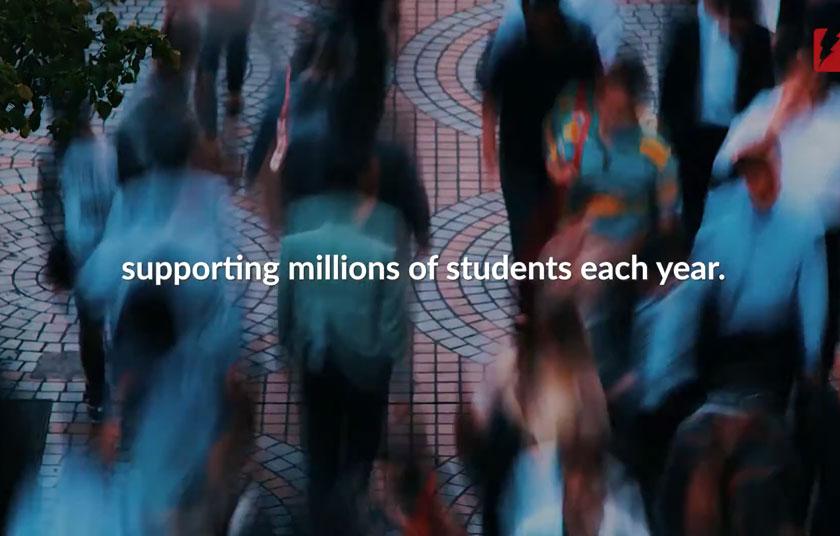 Image with words: Supporting millions of students each year