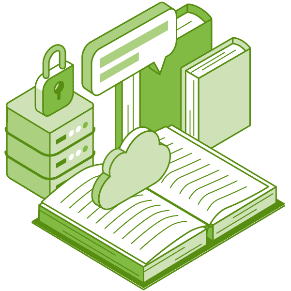 illustration of open book and cloud