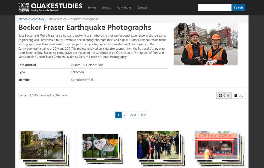 Screenshot of QuakeStudies site