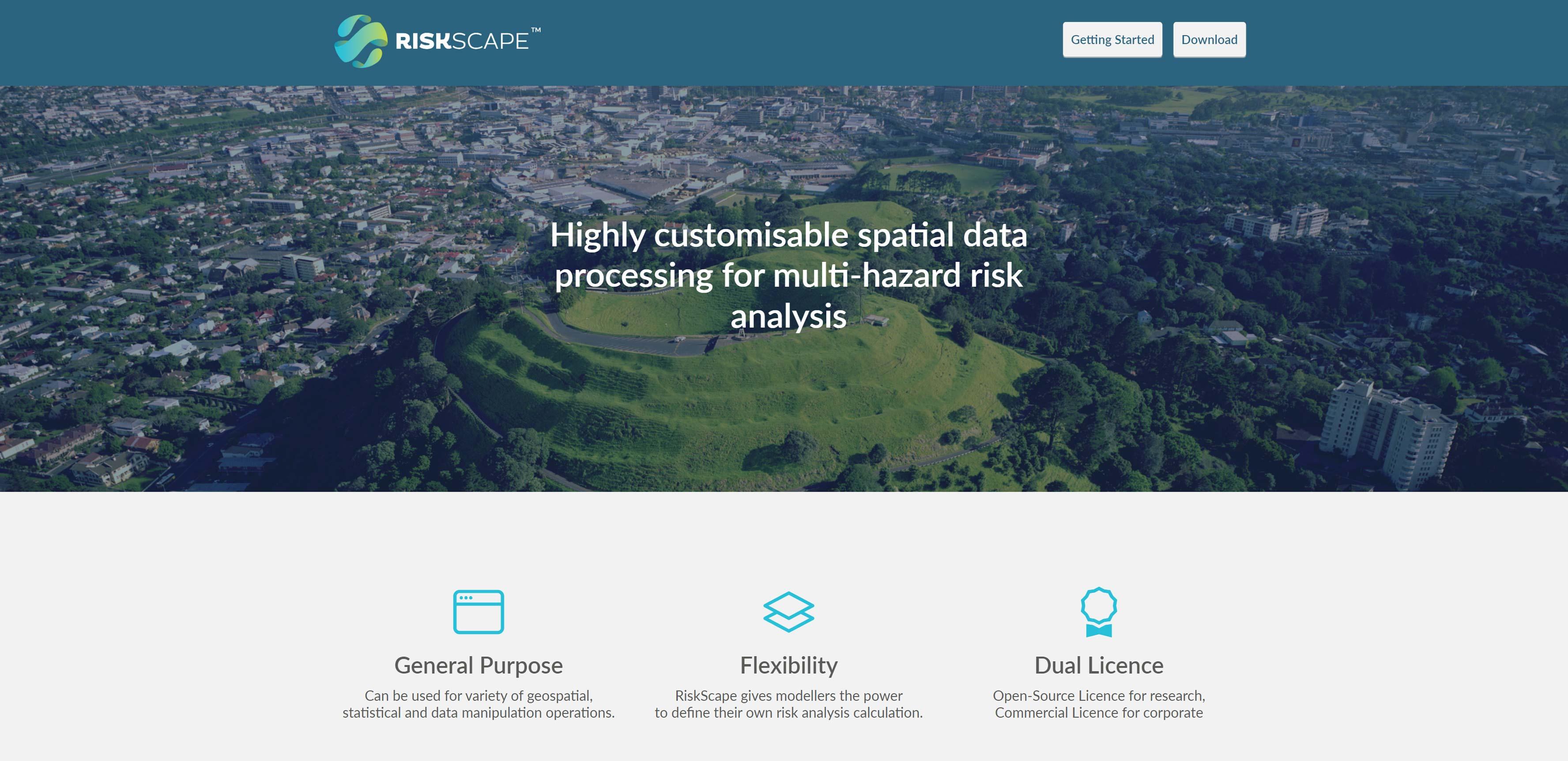 Screenshot of Riskscape website