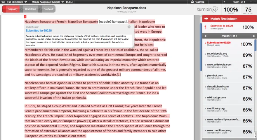 Example of turnitin plugin