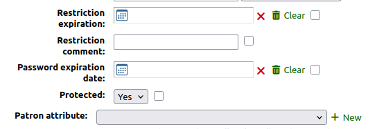 Screenshot from a batch patron modification showing some of the options that can be set, including the new Protected option