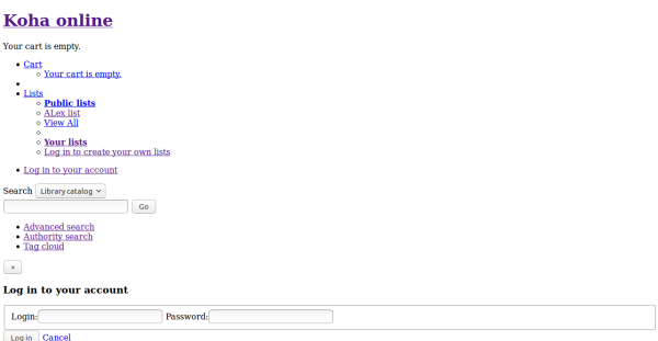 Webpage containing white background, content all aligned to the left of the page rather than spread horizontally across the Koha OPAC homepage due to styling being broken after upgrading to Koha 18.05. 
