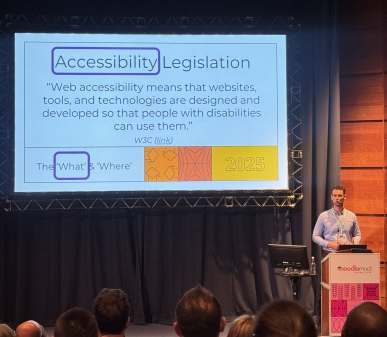 ReadSpeaker on stage presenting Accessibility Legislation