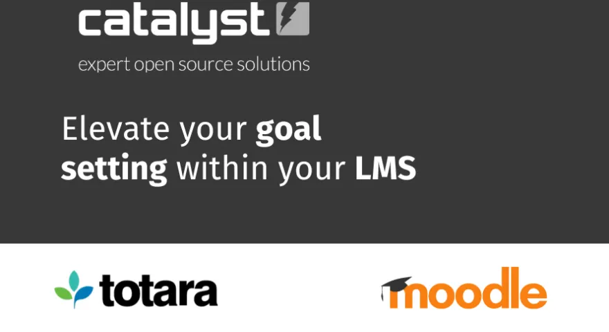 Text based image with Catalyst Moodle and Totara logos