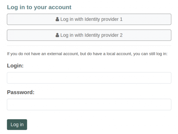 Example of a login screen if multiple identity providers have been configured for SSO with OIDC.