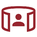 An icon of a person with a screen circling them