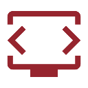 An icon of a tv with < > 