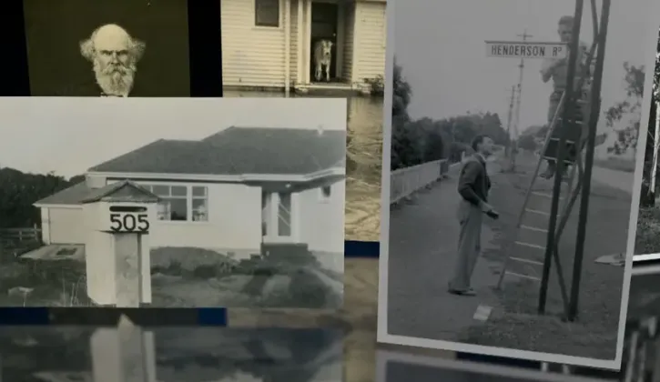 Screenshot of a historical image collage of New Zealand from the Central Archives