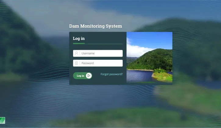 Screenshot of the Dam Safety Intelligence website login screen