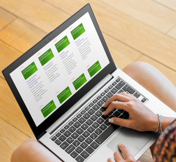 A laptop open displaying the courses for Family Planning