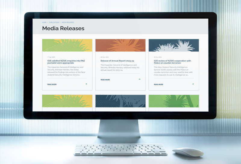Example of cabbage tree elements used on the media releases page of the IGIS website