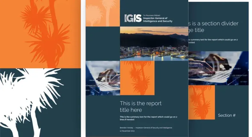 Examples of the new report document designs for IGIS including templates for the cover and standard page