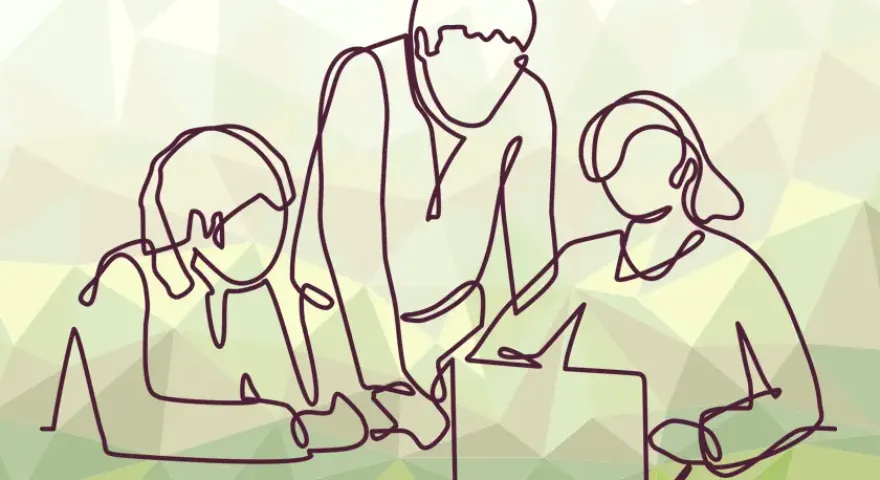 Illustration of a group of Mahara users using the site