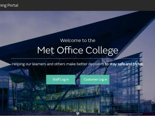 Screenshot of the Met Office Learning Portal login page