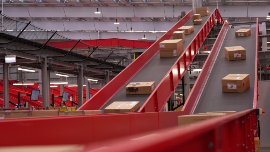 Parcels on a factory line in a NZ Post warehouse.