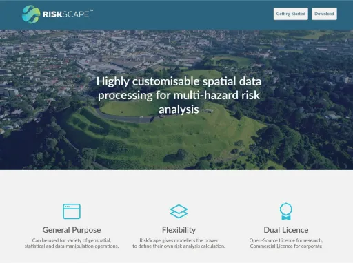 Screenshot of Riskscapes website Highly customisable spatial data processing for multi hazard risk analysis