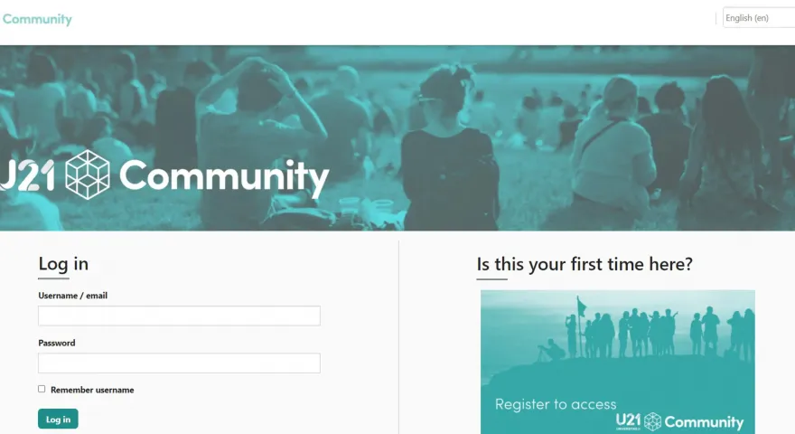 Screenshot of the Universitas 21 website login page