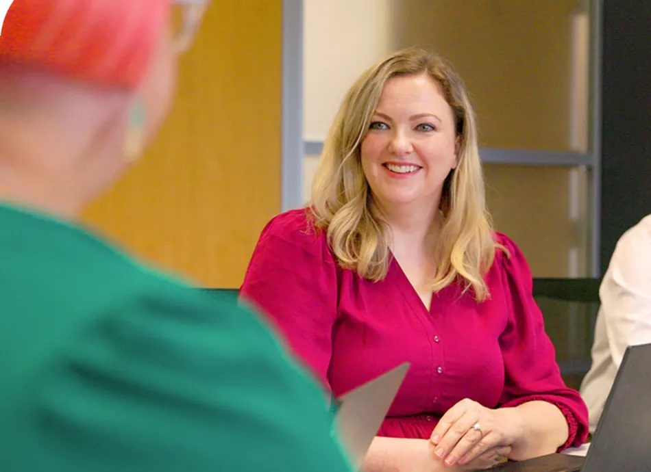 smiling woman in meeting