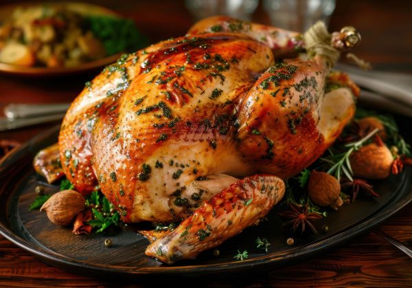 roast turkey on platter